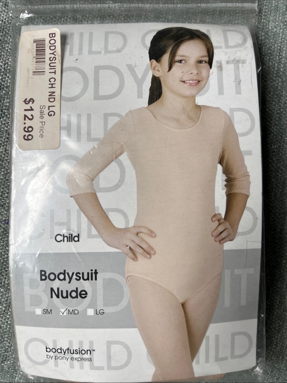 Bodyfusion Child Nude Bodysuit - Girls Three-Quarter Sleeve